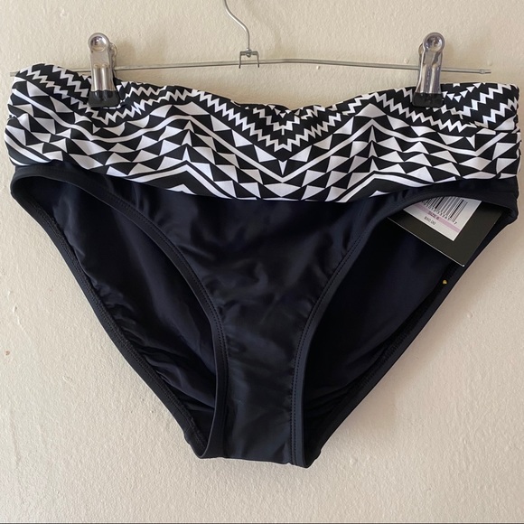 Ellen Tracy Bikini Print Bottom Black White Size 6 - Picture 1 of 6